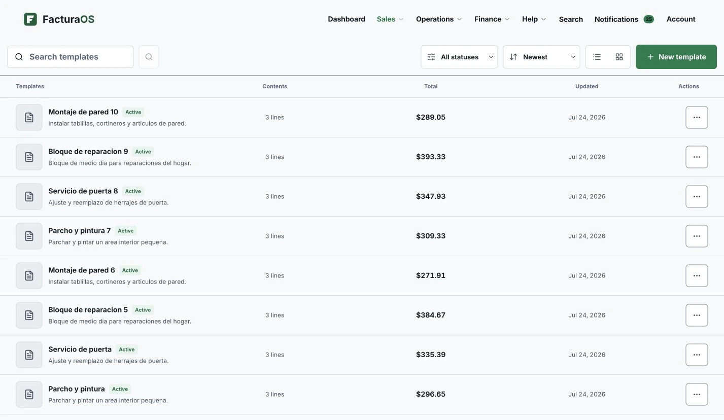 Reusable service templates